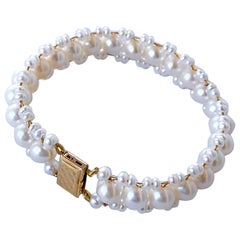 Used Marina J. Pearl Woven Bracelet with solid 14k Yellow Gold Clasp