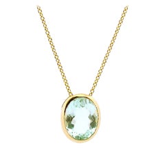 OOAK Yellow Gold Oval 2.05ct Aquamarine Necklace