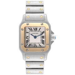 Cartier Santos Galbee Small Steel Yellow Gold Ladies Watch W20012C4 Box Papers