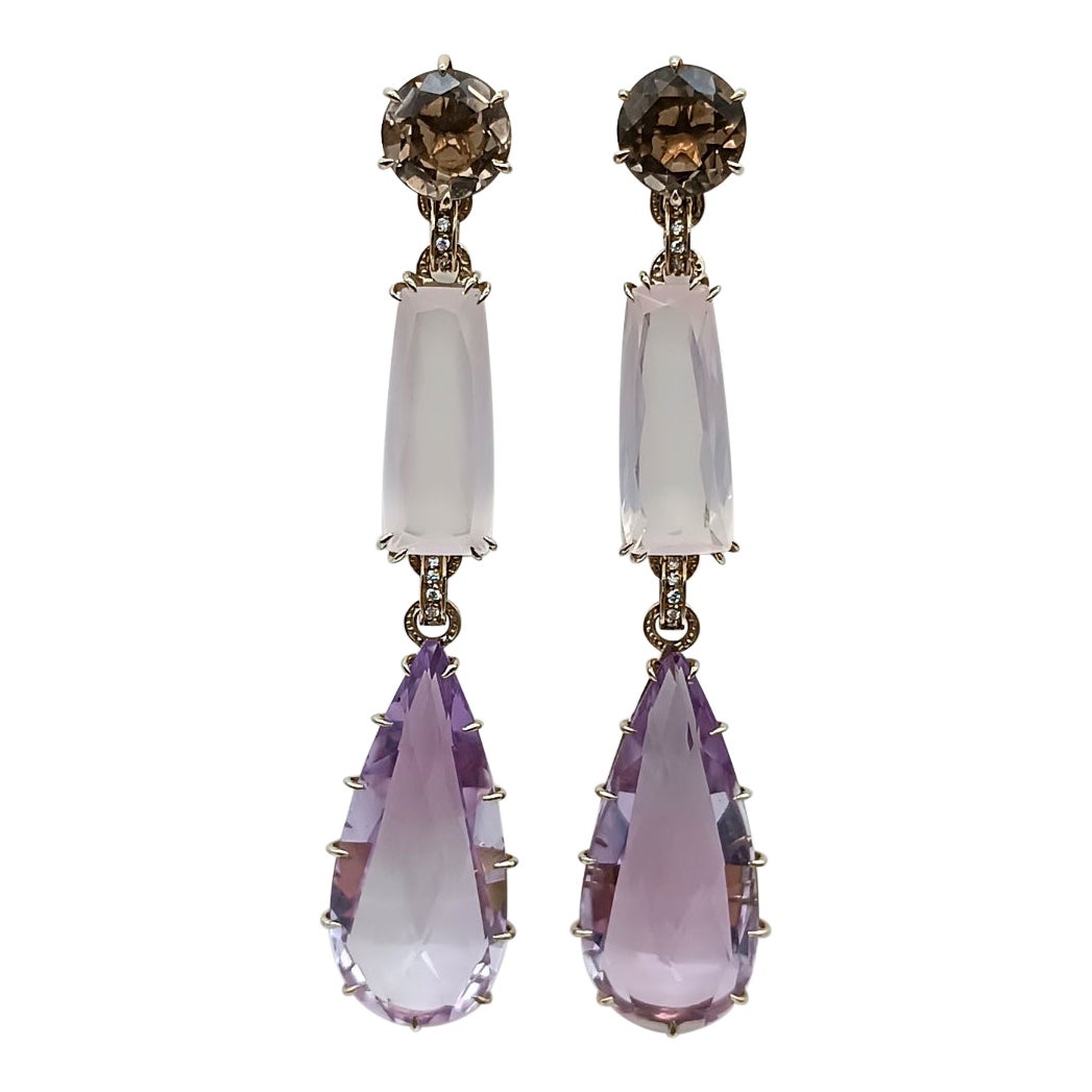 H.Stern Noble Gold earrings with amethyst, quartz and diamonds For Sale