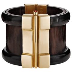 Fouche Horn Wood Ruby Cuff Bracelet