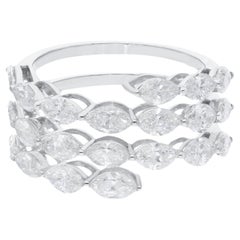 Anillo en espiral con diamantes en forma de marquesa de 3 quilates naturales Joyas de oro blanco de 14 quilates