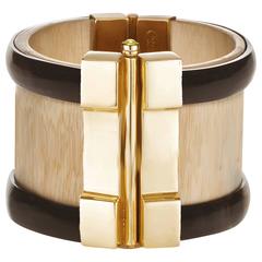 Fouche Horn Wood Peridot Cuff Bracelet