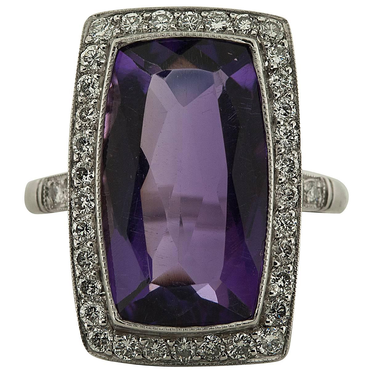 5.95ct Amethyst and Diamond Ring For Sale