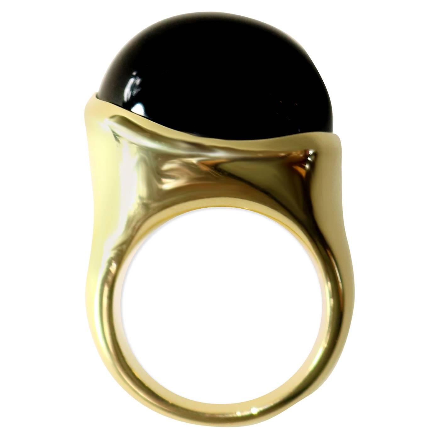 Tiffany & Co. Elsa Peretti Black Jade Cabochon Gold Ring