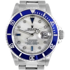 Rolex Mens Submariner 16610 Mother-Of-Pearl Sapphire Oyster Steel