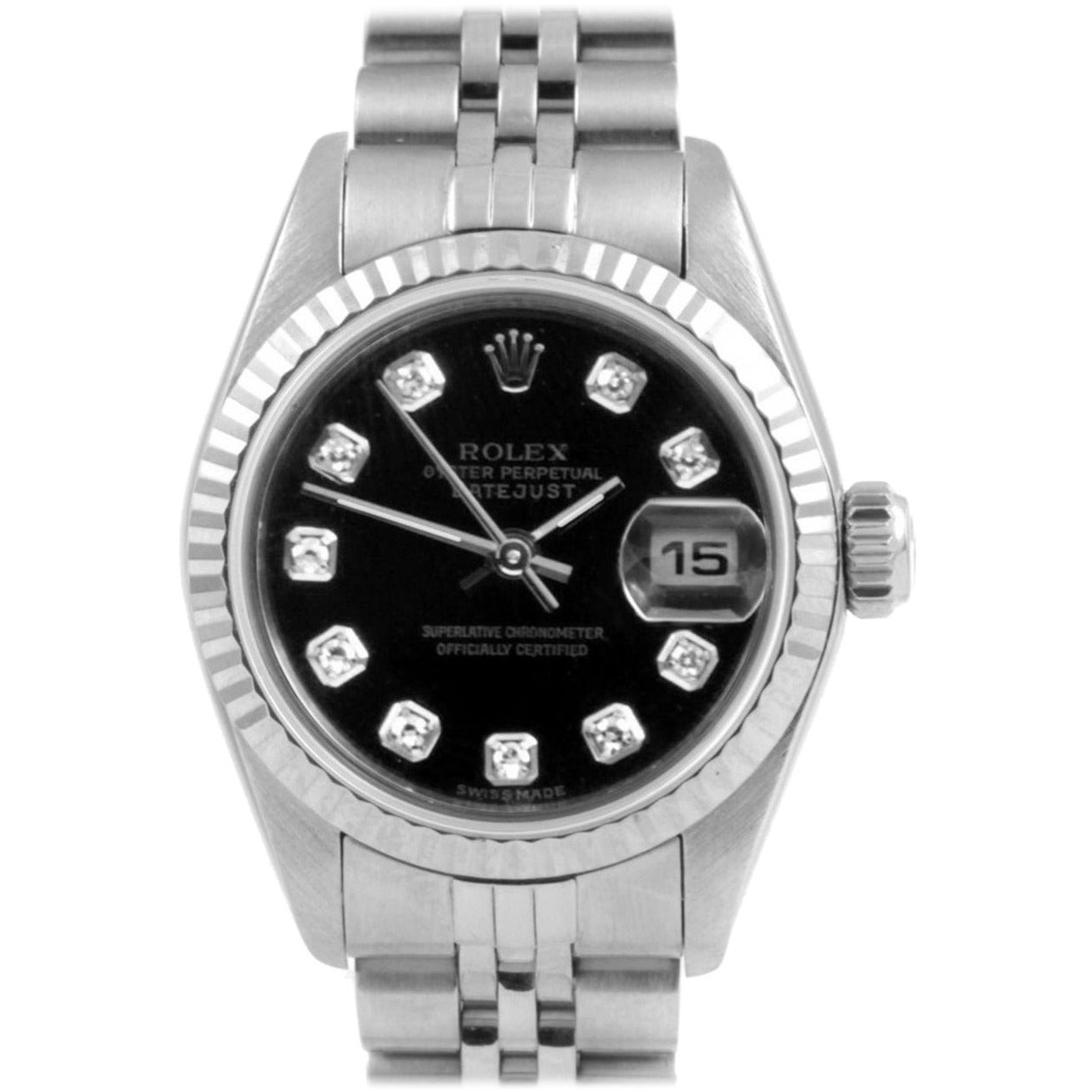 Rolex Ladies 26mm Datejust 6919 Black Diamond Jubilee Steel