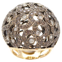 Ring with 3.20ct of Brown Diamonds and 0.85ct of White Diamonds, Gold 18 Karat