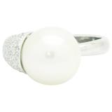Anillo de oro de 18 quilates con perla australiana blanca y diamantes de 0,50 quilates Hecho en Italia