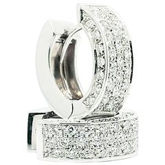 Ferrucci 1.00 carat  Diamond 18k white Gold huggie Earrings