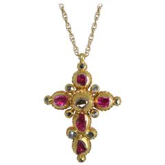 Rare 18th century ruby and diamond cross.