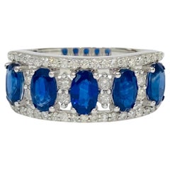 Zaffiro e diamante "Retro Vintage" Bochic  Anello a grappolo in oro 18K e Eternity.