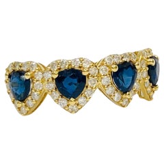 Zaffiro e diamante "Retro Vintage" Bochic  Anello a grappolo in oro 18K e Eternity.