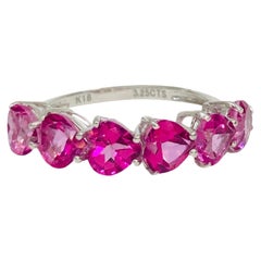 Bochic “Vintage Retro” Eternity 18K Gold & Heart Shape Hot Pink Topaz Ring