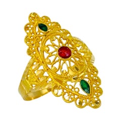 Vintage 22k Gold with Enamel Wedding Traditional Ring