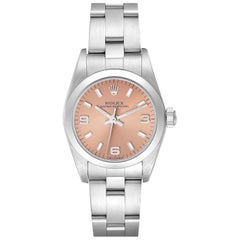 Rolex Oyster Perpetual Salmon Dial Steel Ladies Watch 76080 Box Papers