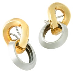 Retro Pomellato White and Yellow Gold 18K Earrings