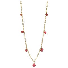 Alison Nagasue natural untreated Red Spinel Crystal droplet yellow gold Necklace