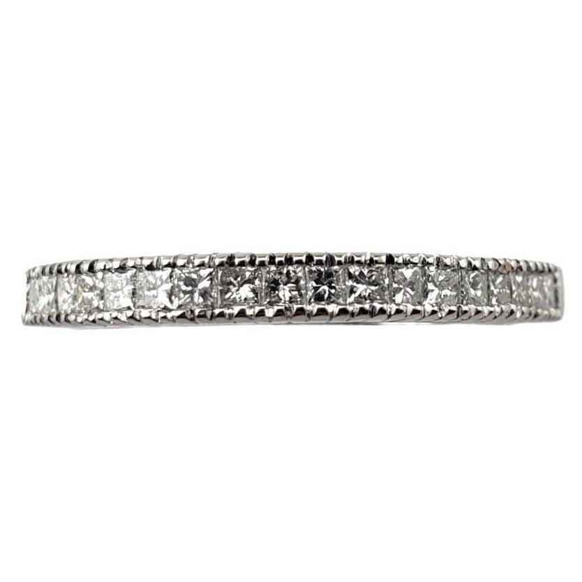 14 Karat White Gold and Diamond Band Ring Size 6.5 #15609 For Sale