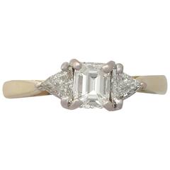 1.10 Ct Diamond and 18 k Yellow Gold Trilogy Ring - Vintage 1997 11