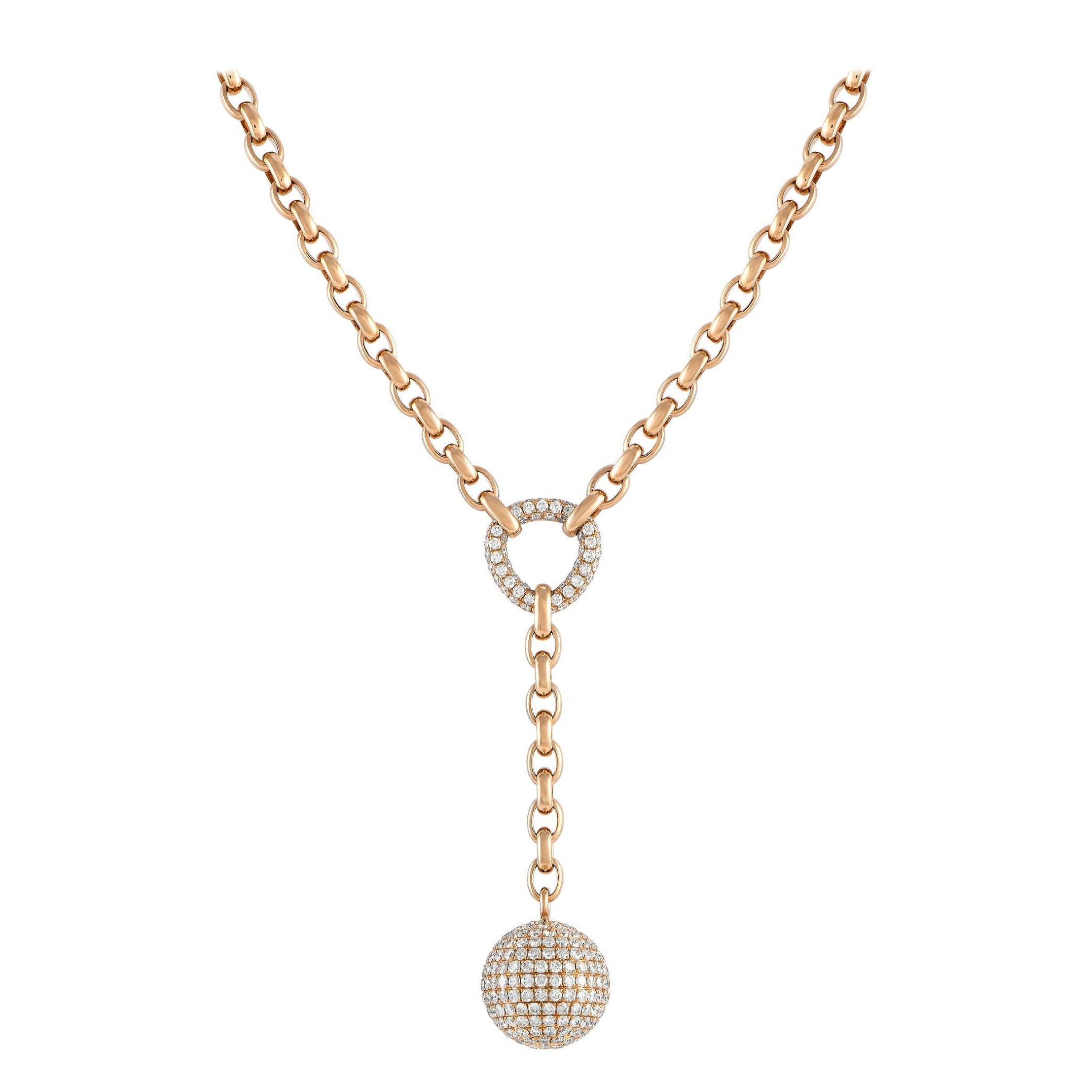 LB Exclusive 18K Rose Gold 5.40ct Diamond Necklace For Sale