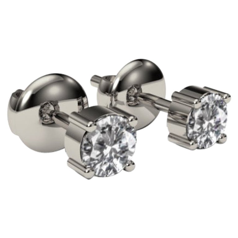 Diamanti stud earrings made in 14k white gold with 3mm diamonds For Sale