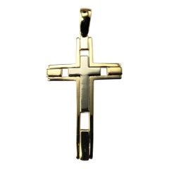  Pendentif croix en or jaune et blanc 14 carats n° 15570