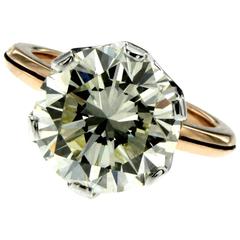 6.80 Carat GIA Cert Diamond Gold Solitaire Ring