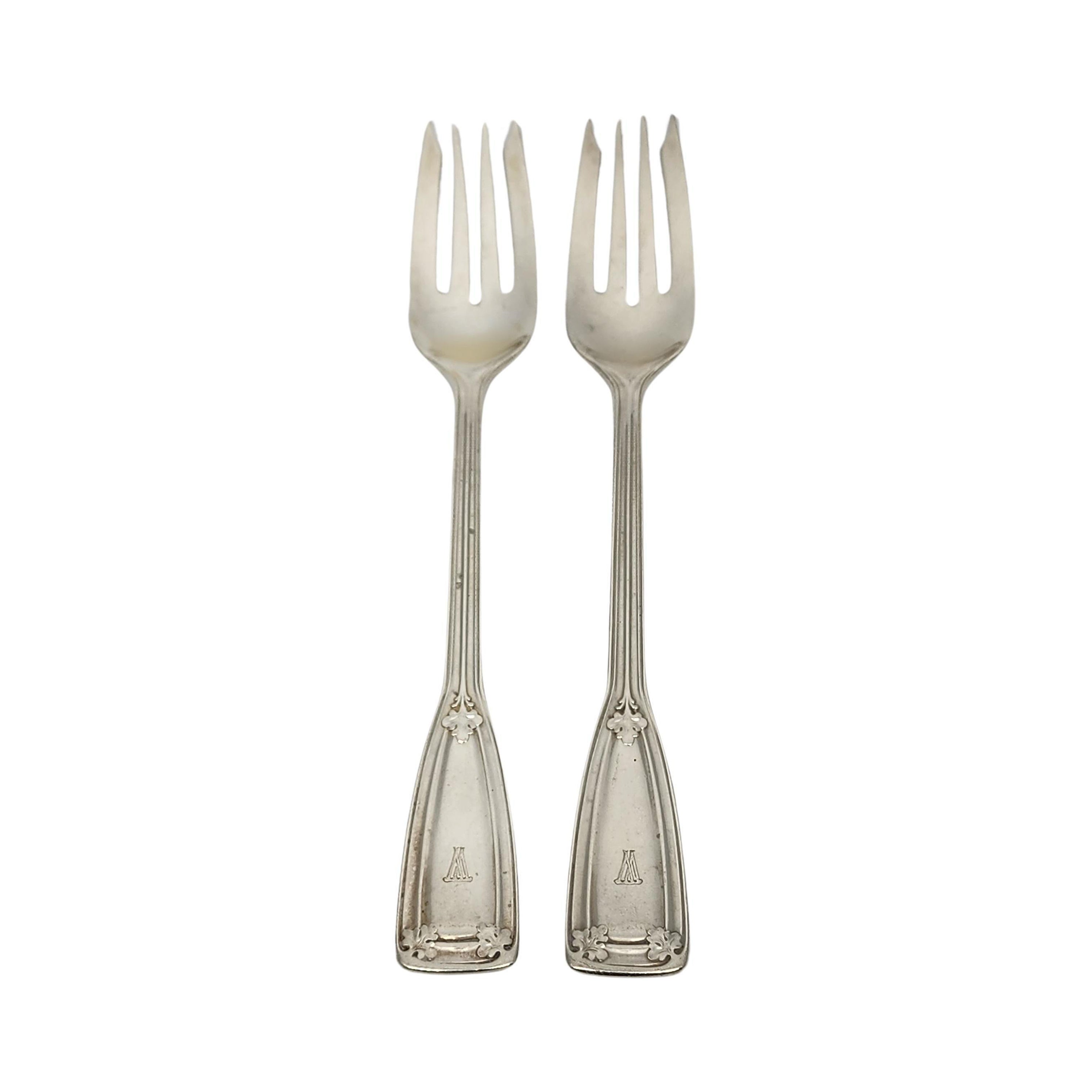 Set of 2 Tiffany & Co St Dunstan Sterling Silver Salad Forks mono 6 3/4" #15591 For Sale