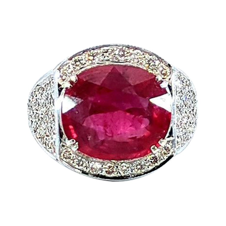 11 Carat Natural Ruby Ring and 2.3 carat Diamond Cocktail Ring For Sale