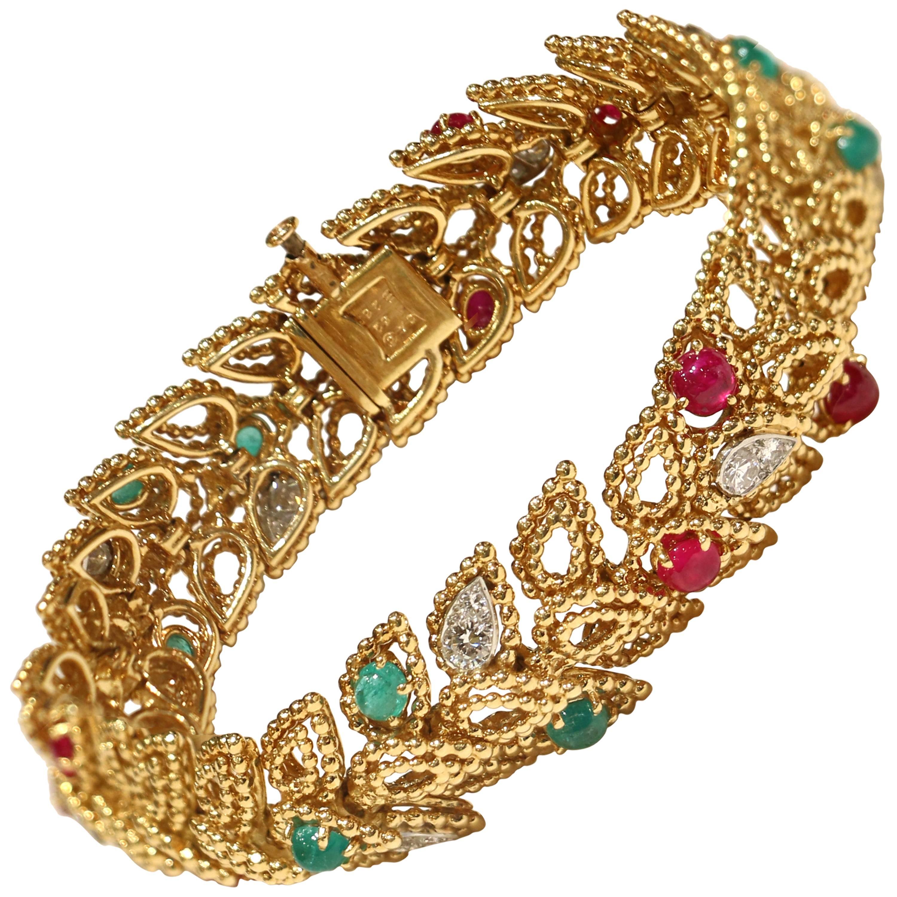 1960s  Van Cleef & Arpels Paris Gem Gold Bracelet For Sale