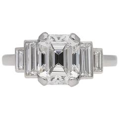 Art Deco emerald-cut diamond engagement ring, English, circa 1930. 12