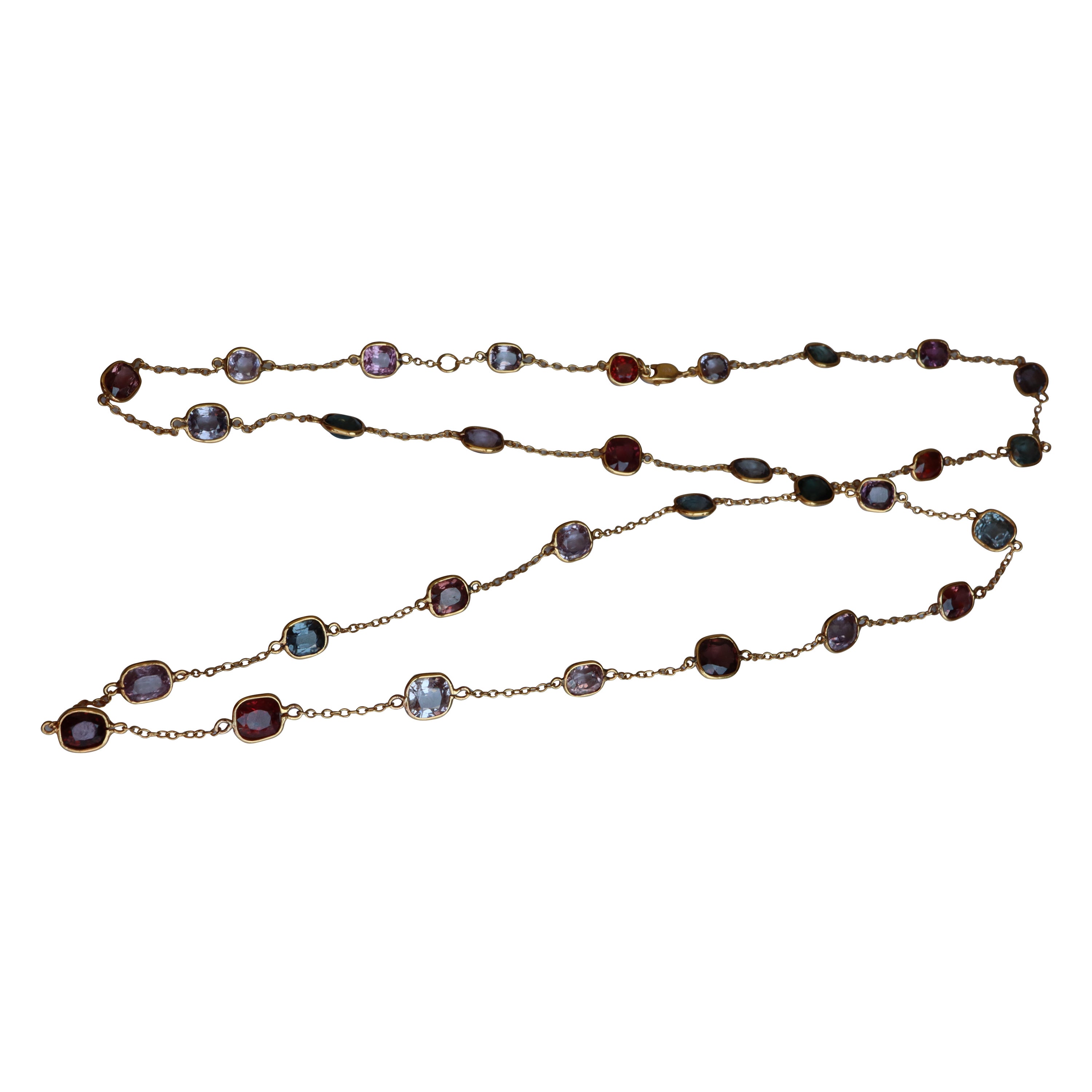 Total 41.69Ct - 31pcs of Natural Burma Spinel Yard Necklace in 18k solid gold