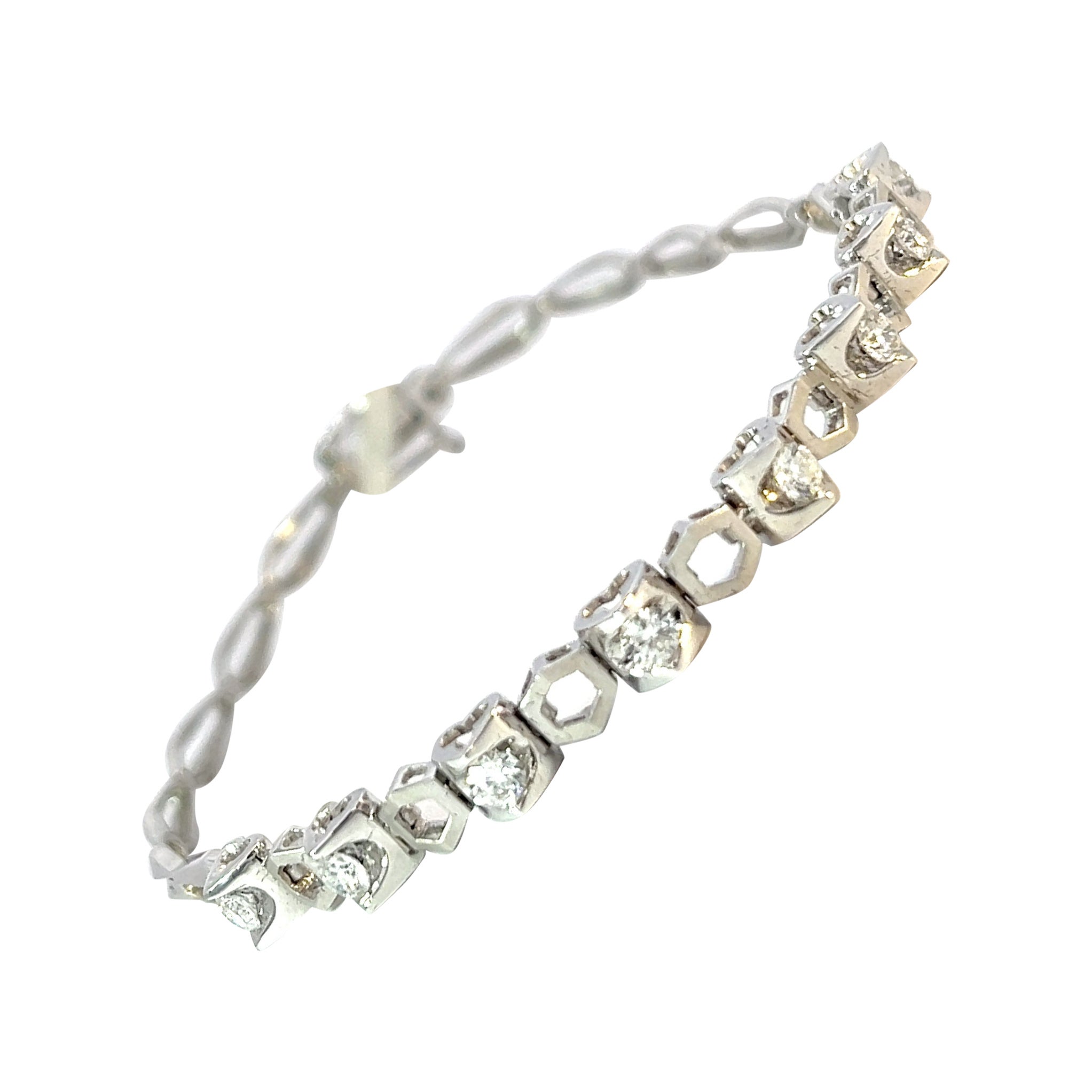Timeless Classic 18k White Gold .56 carat Diamond Bracelet 7 inches
