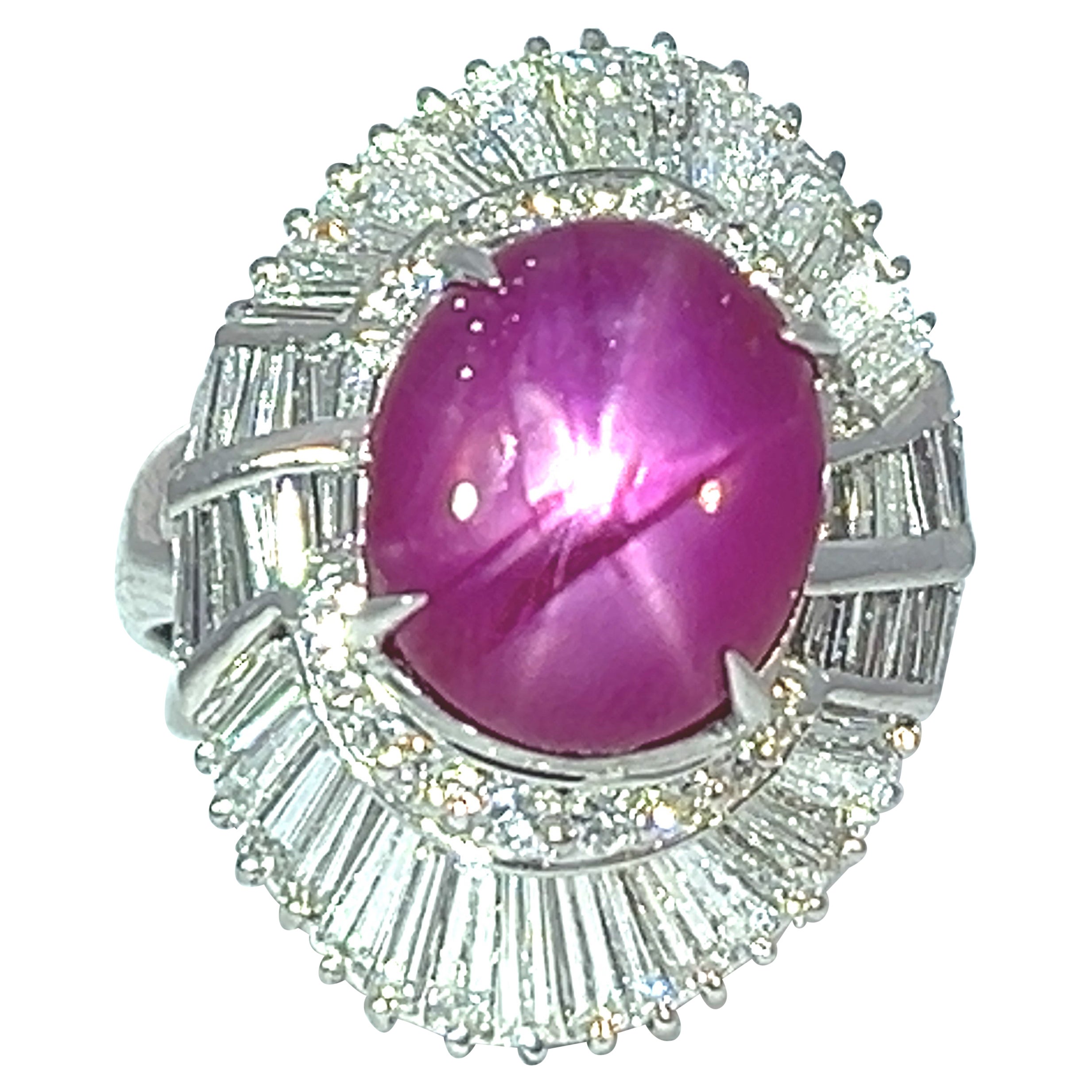 Extremely Rare Platinum 9.05 Ct Natural Star Ruby 2.17 ct Diamond Statement Ring For Sale