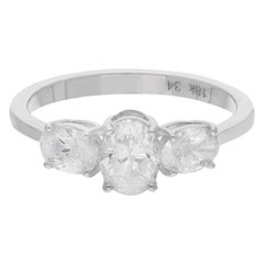 Bague de mariage en or blanc 18 carats avec diamants naturels de forme ovale de 1,47 carat