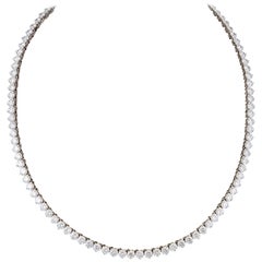 Fine Three Prong Diamond Tennis Necklace