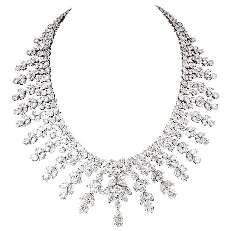 Diamond Scene Important 150 Carat Diamonds Platinum Drop Necklace For Sale