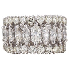 Marquise and Round Diamond Wide Graduated Eternity Band
