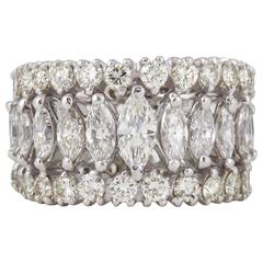 Marquise and Round Diamond Wide Graduated Eternity Band 3