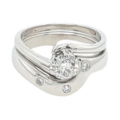 Bridal Set In 18ct White Gold , Engagement Ring0.55ct + 0.05ct Wedding Ring