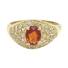 Anello ovale con citrino e diamanti H. H. 1 da 0,35 carati in oro giallo 18 carati