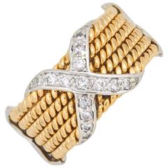  Diamond "X" Gold Band  Schlumberger For Tiffany & Co.