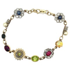 Antique Multi Stone Bracelet Set in 8ct Yellow Gold & Silver