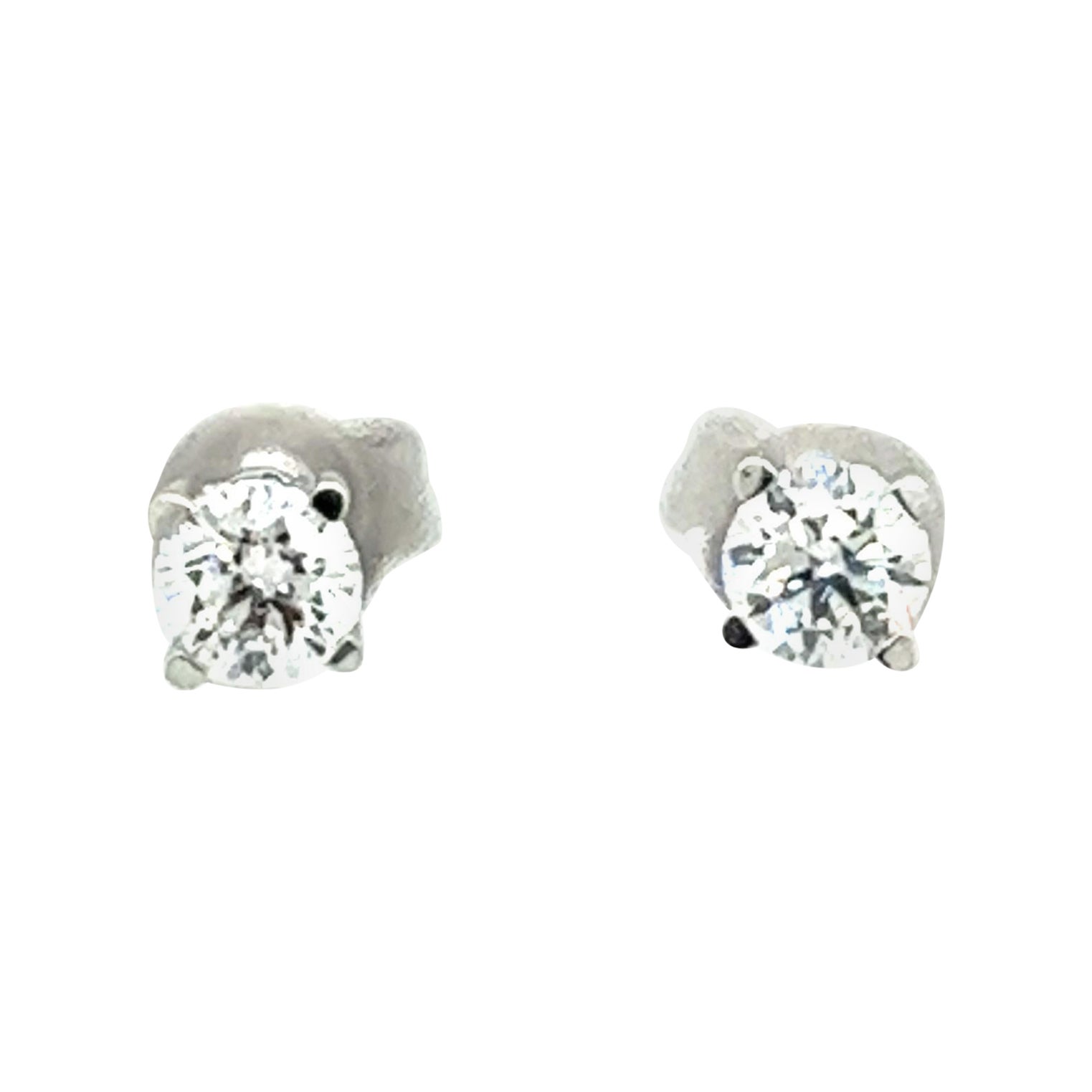 Boucles d'oreilles en or blanc 18 ct. avec diamants, poids total de 0,60 ct.