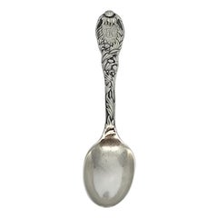 Antique Tiffany & Co Chrysanthemum Sterling Silver Teaspoon w/mono 5 3/4" #15595