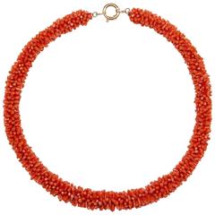 1950
s Gold And Branch/Sponge Coral Three Dimensional Necklace With Clasp