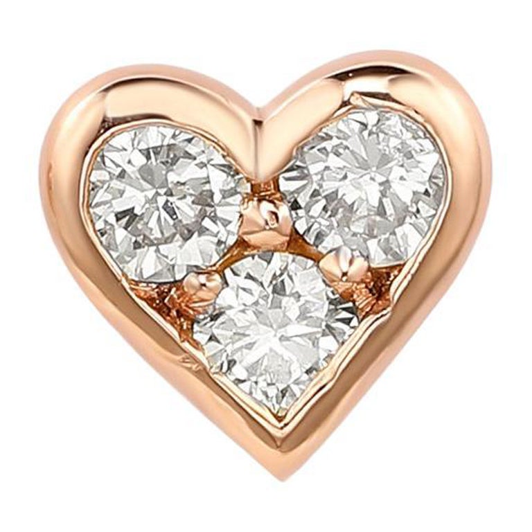 Suzy Levian - Boucles d'oreilles en or rose avec diamant et trèfle (0.16 CTTW) en vente