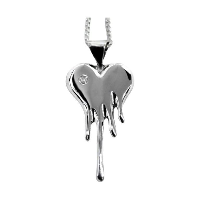 Bloody Heart mini with Diamond made in Sterling Silver For Sale