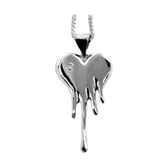 Bloody Heart mini with Diamond made in Sterling Silver